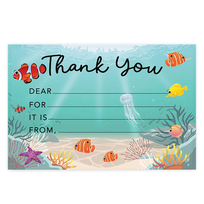 Kids Fill in the Blank Thank You Cards, For Party Guests-Set of 20-Andaz Press-Under the Sea-