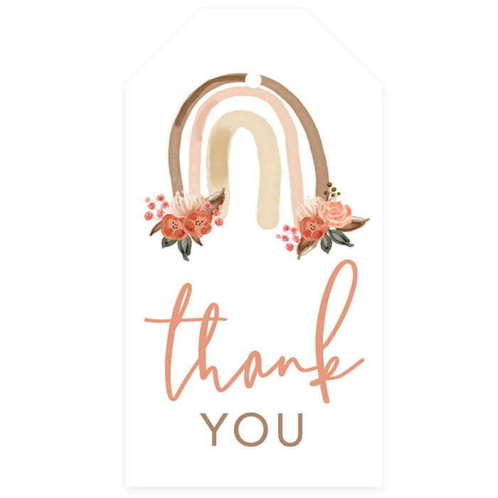 Kids Party Favor Classic Thank You Tags with String, For Party Favors Bags-Set of 40-Andaz Press-Boho Rainbow Thank You-