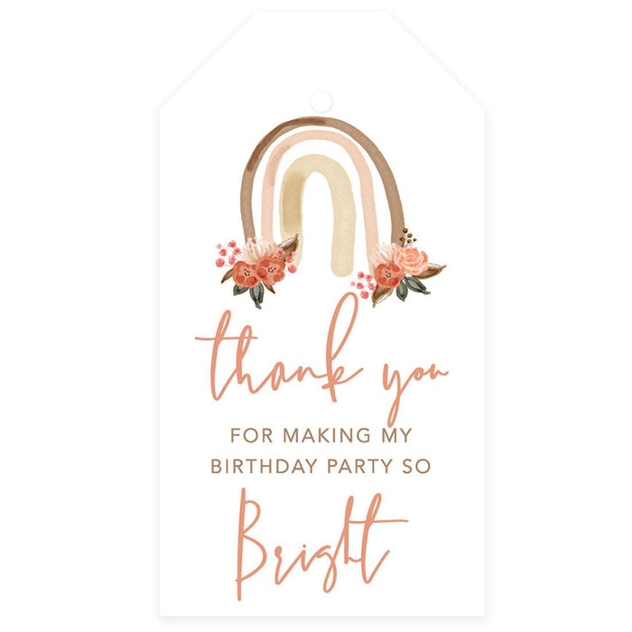 Kids Party Favor Classic Thank You Tags with String, For Party Favors Bags-Set of 40-Andaz Press-Boho Rainbow Thank You For Making My Birthday-