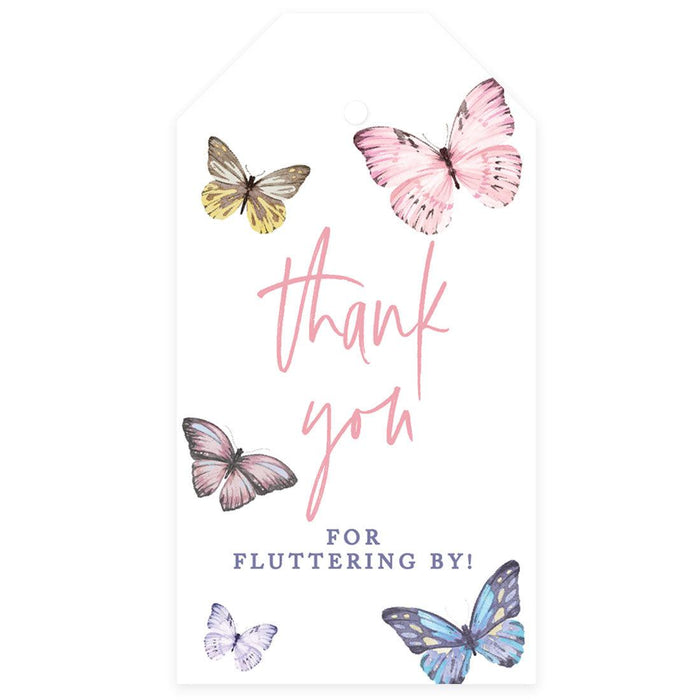 Kids Party Favor Classic Thank You Tags with String, For Party Favors Bags-Set of 40-Andaz Press-Butterfly Thank You-