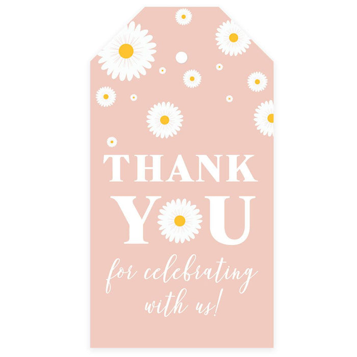Kids Party Favor Classic Thank You Tags with String, For Party Favors Bags-Set of 40-Andaz Press-Daisy Thank You For Celebrating With Us-