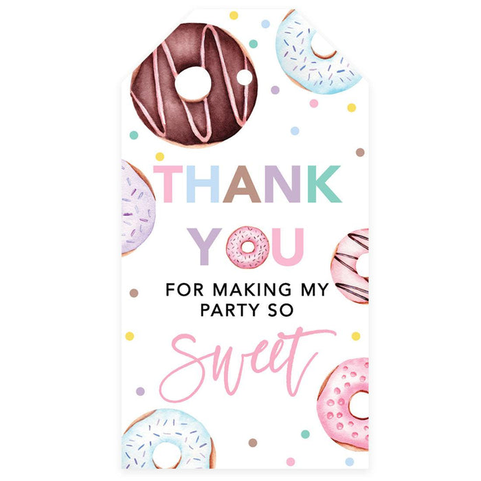 Kids Party Favor Classic Thank You Tags with String, For Party Favors Bags-Set of 40-Andaz Press-Donut Thank You For Making My Party So Sweet-