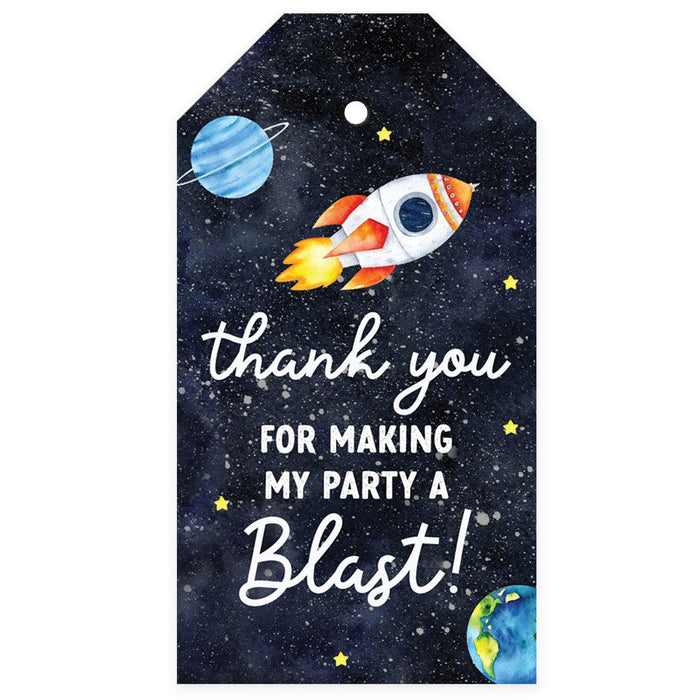 Kids Party Favor Classic Thank You Tags with String, For Party Favors Bags-Set of 40-Andaz Press-Outer Space Astronaut Thank You For Making My Party A Blast-