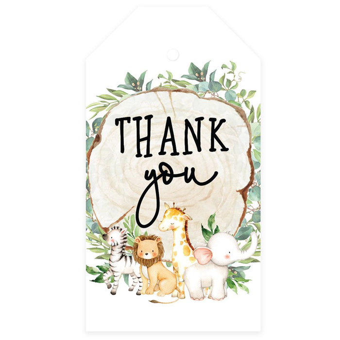 Kids Party Favor Classic Thank You Tags with String, For Party Favors Bags-Set of 40-Andaz Press-Safari Animals Thank You-