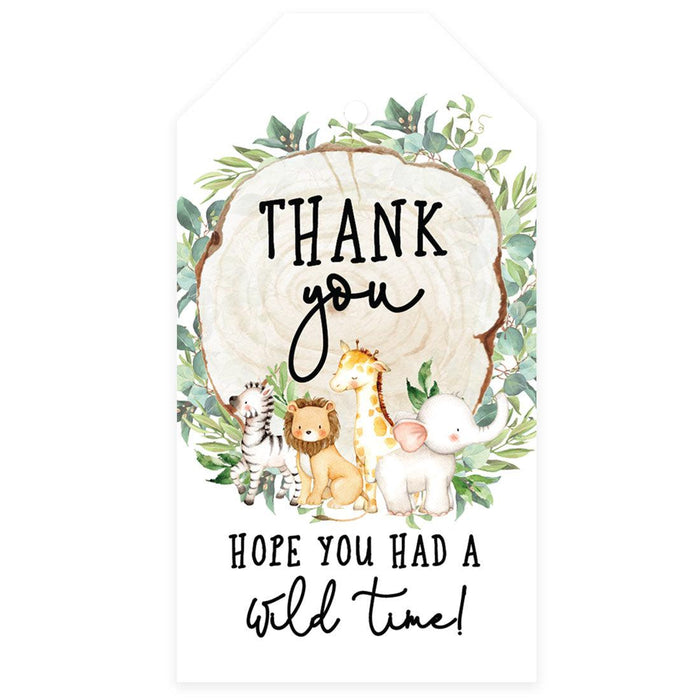 Kids Party Favor Classic Thank You Tags with String, For Party Favors Bags-Set of 40-Andaz Press-Safari Animals Thank You Hope You Had A Wild Time-