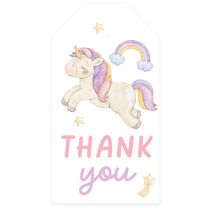 Kids Party Favor Classic Thank You Tags with String, For Party Favors Bags-Set of 40-Andaz Press-Unicorn Thank You-