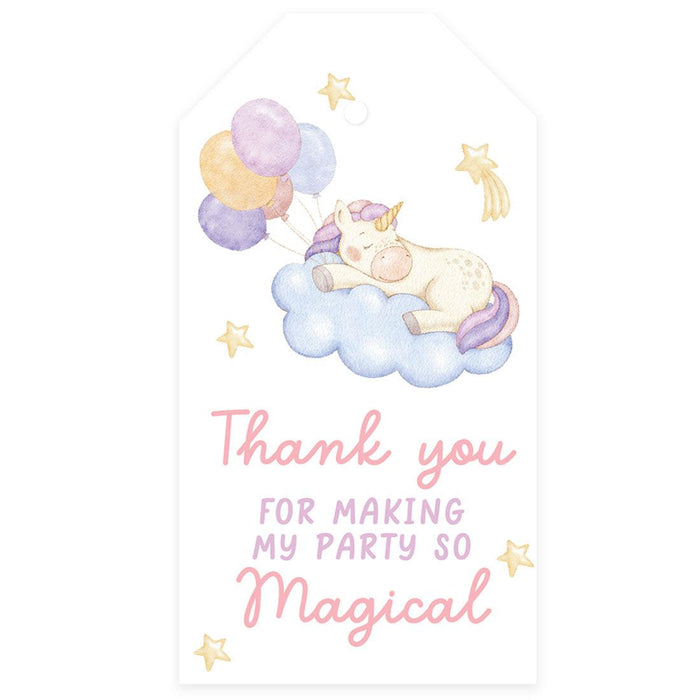 Kids Party Favor Classic Thank You Tags with String, For Party Favors Bags-Set of 40-Andaz Press-Unicorn Thank You For Making My Party So Magical-