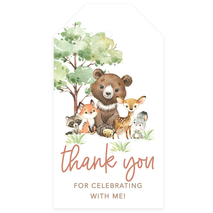 Kids Party Favor Classic Thank You Tags with String, For Party Favors Bags-Set of 40-Andaz Press-Woodland Animals Thank You For Celebrating With Me-