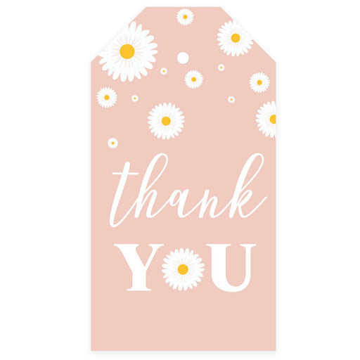 Kids Party Favor Classic Thank You Tags with String, For Party Favors Bags-Set of 40-Andaz Press-Daisy Thank You-
