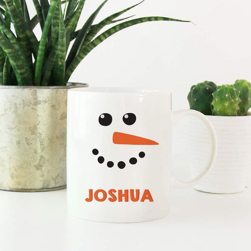 Kids Personalized Christmas Hot Chocolate Coffee Mug Gift Snowman with Carrot Nose-Set of 1-Andaz Press-