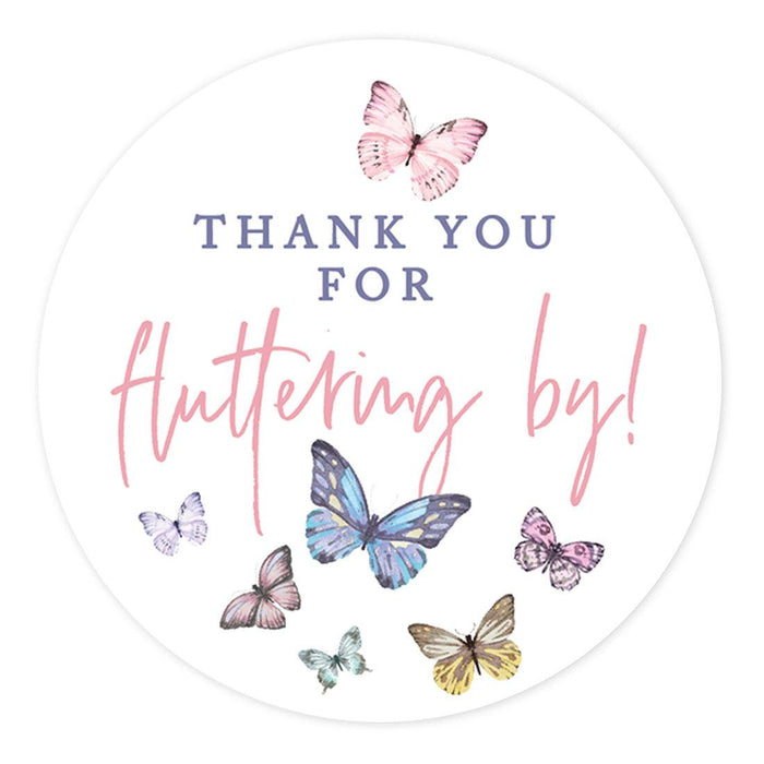 Kids Round Party Favor Thank You Stickers, For Kids Treat Bags-Set of 80-Andaz Press-Butterfly-