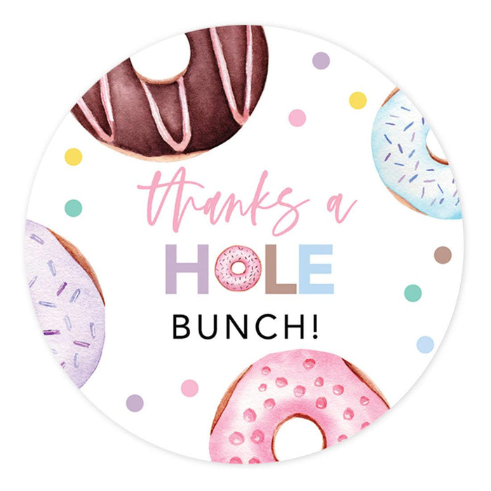 Kids Round Party Favor Thank You Stickers, For Kids Treat Bags-Set of 80-Andaz Press-Donut-