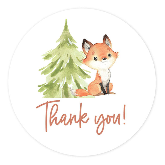 Kids Round Party Favor Thank You Stickers, For Kids Treat Bags-Set of 80-Andaz Press-Woodland Animals-