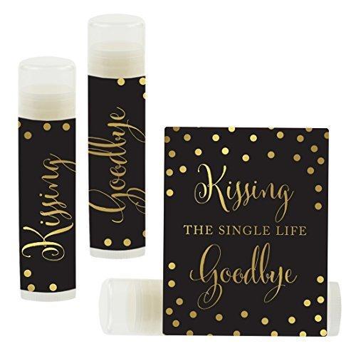 Kissing The Single Life Goodbye, Party Lip Balm Favors-Set of 12-Andaz Press-Faux Rose Gold Glitter Shimmer-