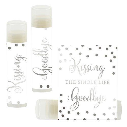 Kissing The Single Life Goodbye, Party Lip Balm Favors-Set of 12-Andaz Press-Faux Rose Gold Glitter Shimmer-
