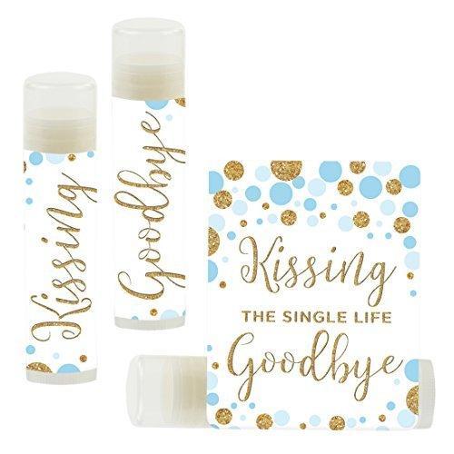 Kissing The Single Life Goodbye, Party Lip Balm Favors-Set of 12-Andaz Press-Faux Rose Gold Glitter Shimmer-