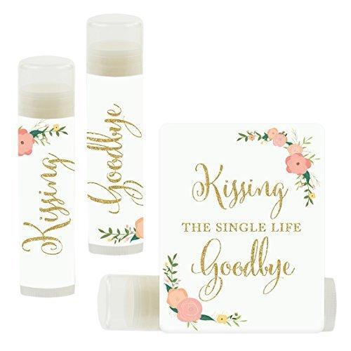 Kissing The Single Life Goodbye, Party Lip Balm Favors-Set of 12-Andaz Press-Faux Rose Gold Glitter Shimmer-