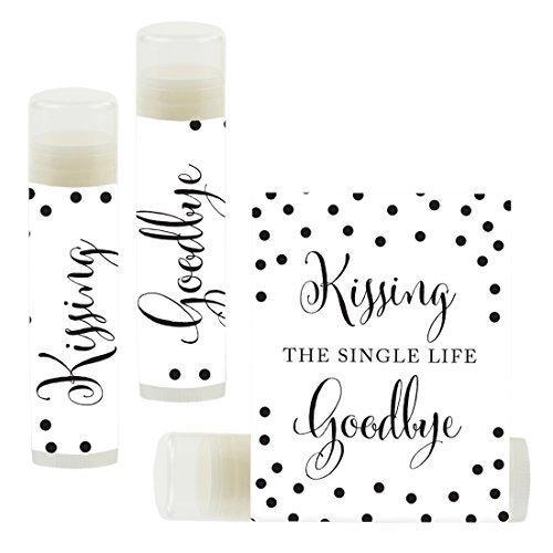 Kissing The Single Life Goodbye, Party Lip Balm Favors-Set of 12-Andaz Press-Black and White Modern-