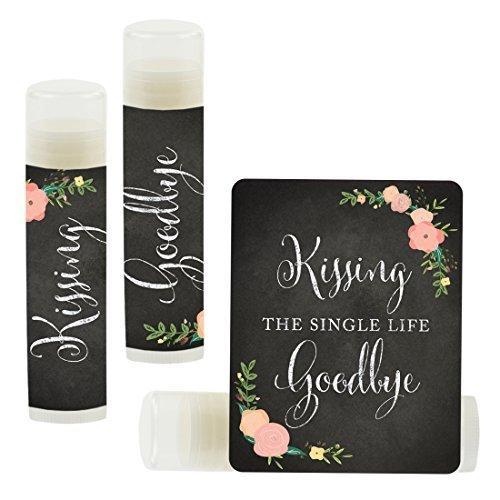Kissing The Single Life Goodbye, Party Lip Balm Favors-Set of 12-Andaz Press-Chalkboard Floral Roses-