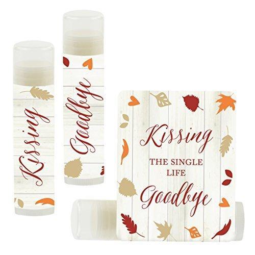 Kissing The Single Life Goodbye, Party Lip Balm Favors-Set of 12-Andaz Press-Fallin' in Love Autumn Fall Leaves-