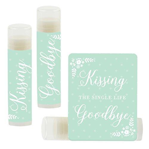 Kissing The Single Life Goodbye, Party Lip Balm Favors-Set of 12-Andaz Press-Floral Mint Green-