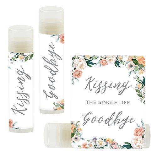 Kissing The Single Life Goodbye, Party Lip Balm Favors-Set of 12-Andaz Press-Peach Coral Floral Garden Party-
