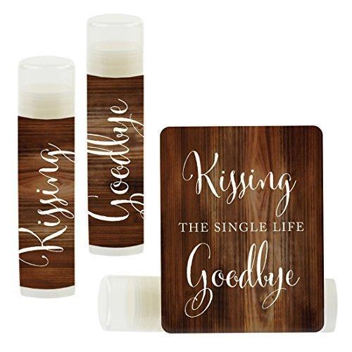 Kissing The Single Life Goodbye, Party Lip Balm Favors-Set of 12-Andaz Press-Rustic Wood-