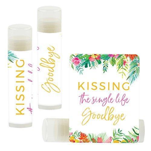Kissing The Single Life Goodbye, Party Lip Balm Favors-Set of 12-Andaz Press-Tropical Floral Garden Party-