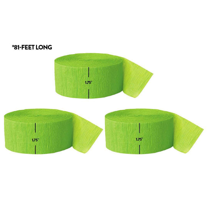 Kiwi Green Crepe Paper Streamer Hanging Decorative Kit-Set of 3-Andaz Press-