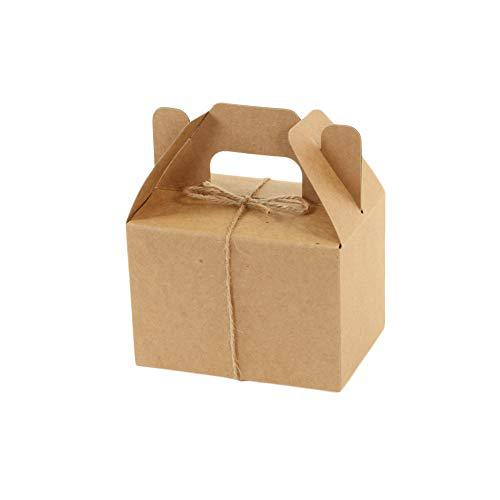 Kraft Gable Favor Boxes with Handles, Twine String Included, 4 x 2.5 x 4.75-inch-Set of 36-Andaz Press-