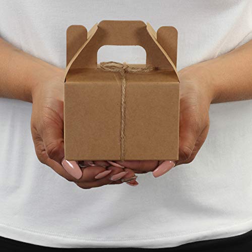 Kraft Gable Favor Boxes with Handles, Twine String Included, 4 x 2.5 x 4.75-inch-Set of 36-Andaz Press-