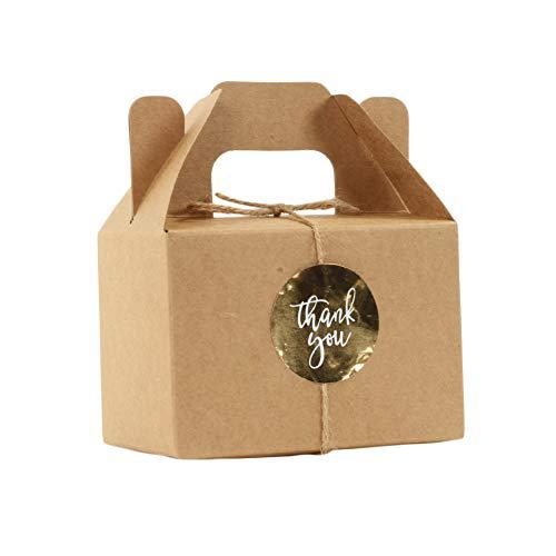 Kraft Gable Favor Boxes with Handles, Twine String Included, 4 x 2.5 x 4.75-inch-Set of 36-Andaz Press-