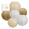 Kraft, White, Ivory Hanging Paper Lanterns Decorative Kit-Set of 6-Andaz Press-