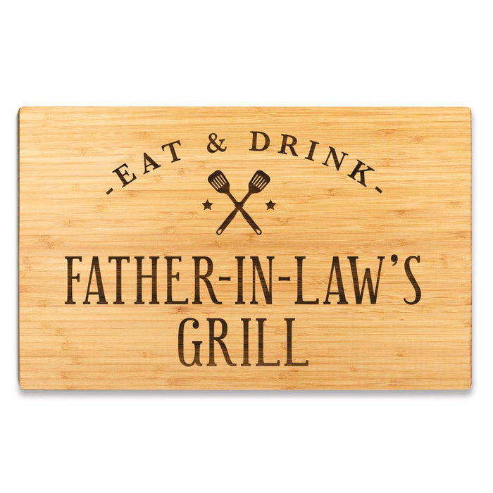 Large Bamboo Wood BBQ Cutting Board Gift-Set of 1-Andaz Press-Father-In-Law-