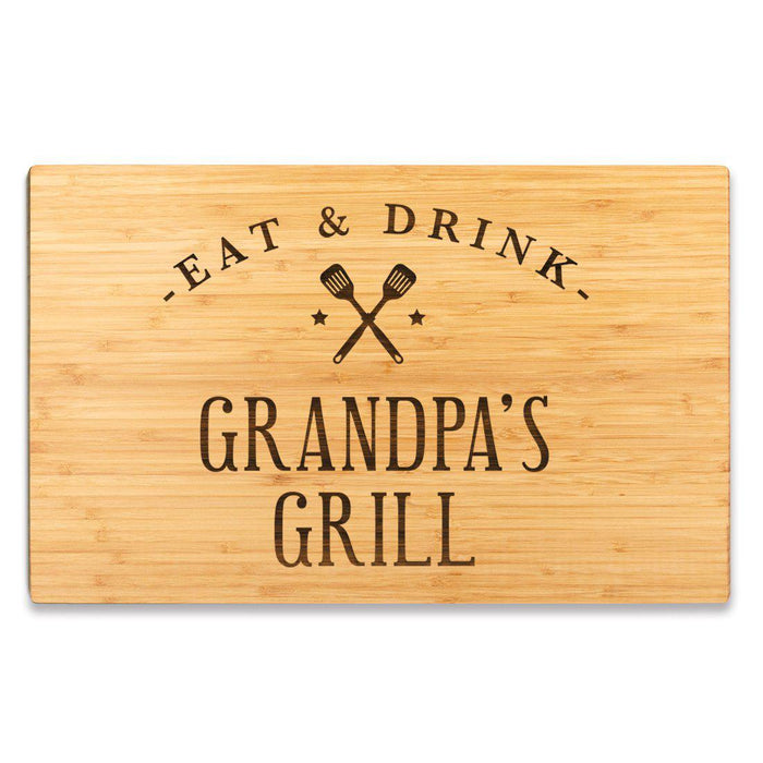 Large Bamboo Wood BBQ Cutting Board Gift-Set of 1-Andaz Press-Grandpa-
