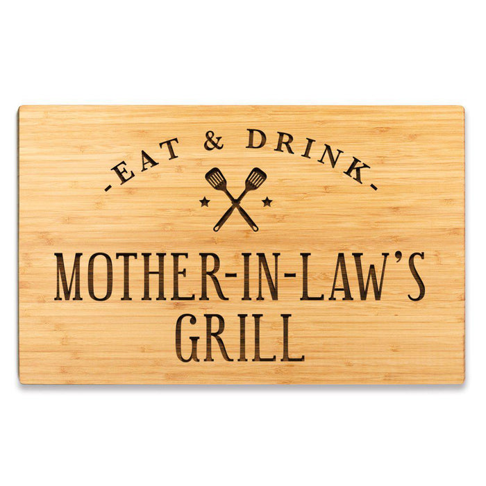 Large Bamboo Wood BBQ Cutting Board Gift-Set of 1-Andaz Press-Mother-in-Law-
