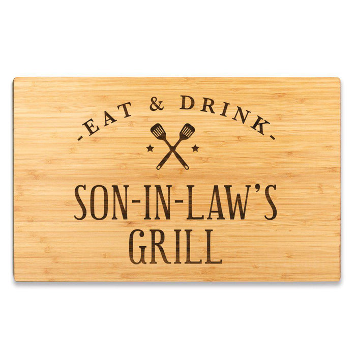 Large Bamboo Wood BBQ Cutting Board Gift-Set of 1-Andaz Press-Son-In-Law-