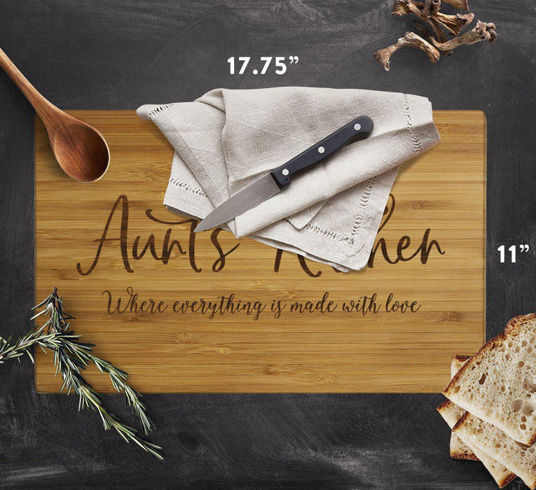 Large Bamboo Wood Cutting Board Gift, Where Everything is Made With Love-Set of 1-Andaz Press-Aunt-