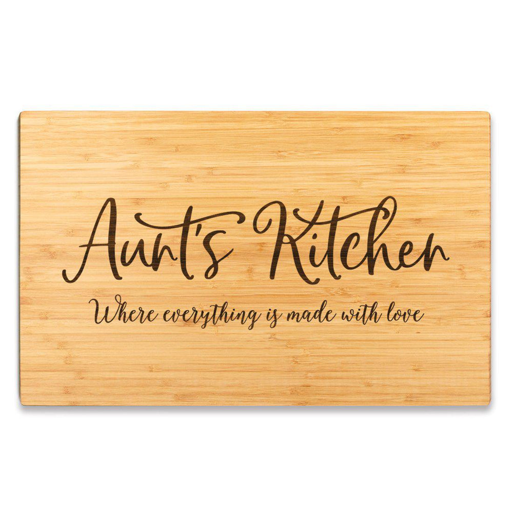 Large Bamboo Wood Cutting Board Gift, Where Everything is Made With Love-Set of 1-Andaz Press-Aunt-