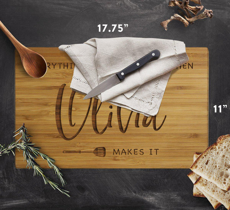Large Custom Bamboo Wood BBQ Cutting Board Gift, Everything Tastes Better-Set of 1-Andaz Press-Custom Name-