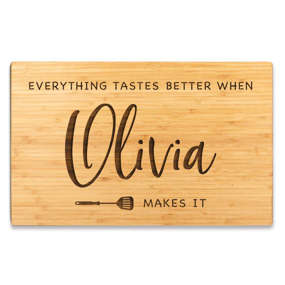 Koyal Wholesale Large Bamboo Wood Custom Mother's Day Cutting Board For Mom,  Custom Name Kitchen, Set Of 1