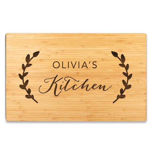 Large Custom Bamboo Wood Cutting Board Gift, Rustic Laurels Kitchen-Set of 1-Andaz Press-Newlyweds Custom-