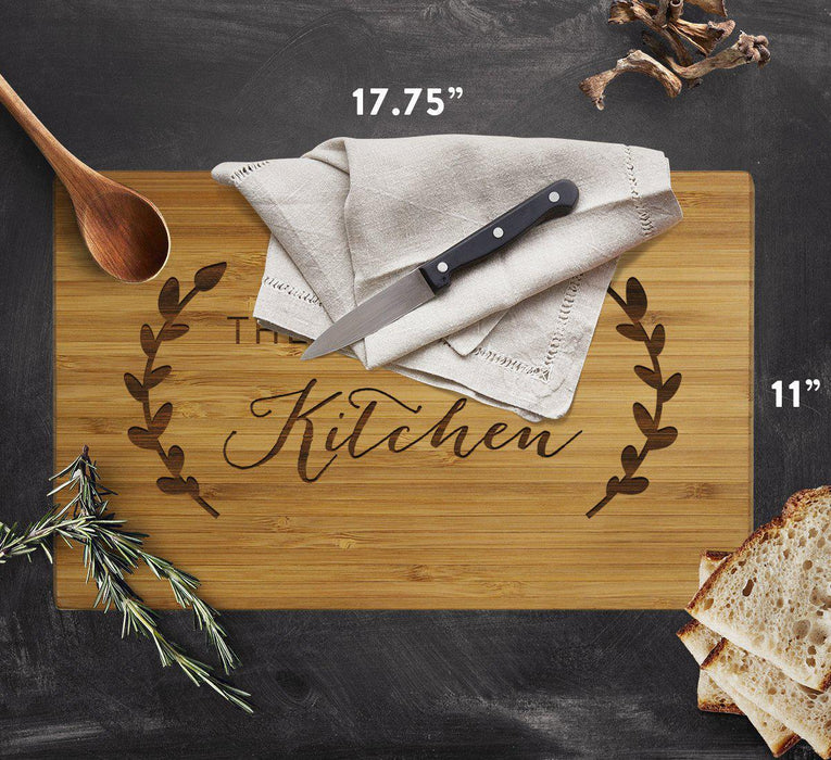Large Custom Bamboo Wood Cutting Board Gift, Rustic Laurels Kitchen-Set of 1-Andaz Press-Newlyweds Custom-