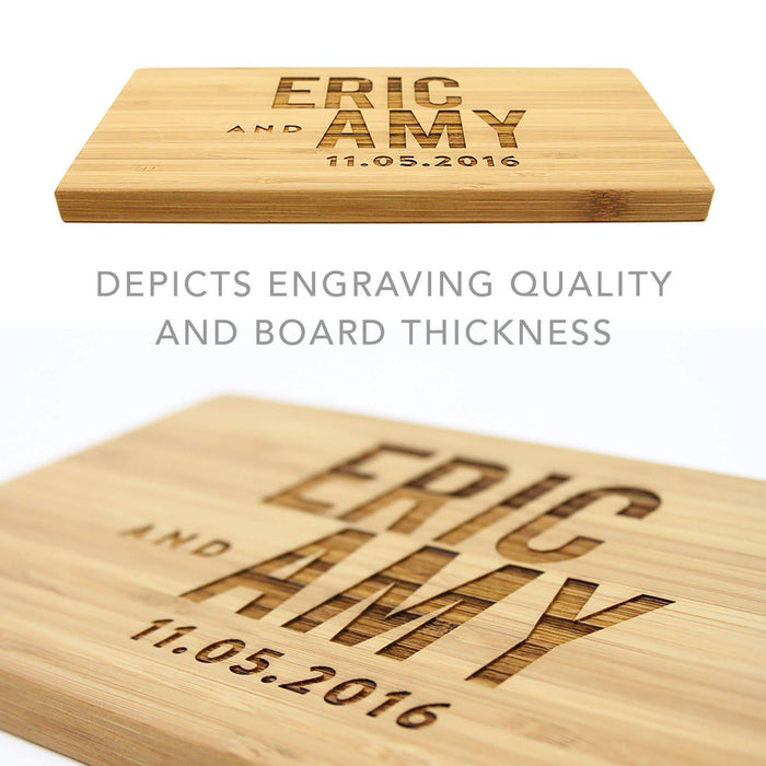 Large Custom Bamboo Wood Cutting Board Gift, Utensils Graphic-Set of 1-Andaz Press-Newlyweds Custom-
