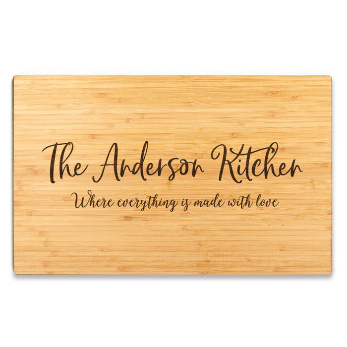 Large Custom Bamboo Wood Cutting Board Gift, Where Everything is Made With Love-Set of 1-Andaz Press-Mr. Mrs. Custom-