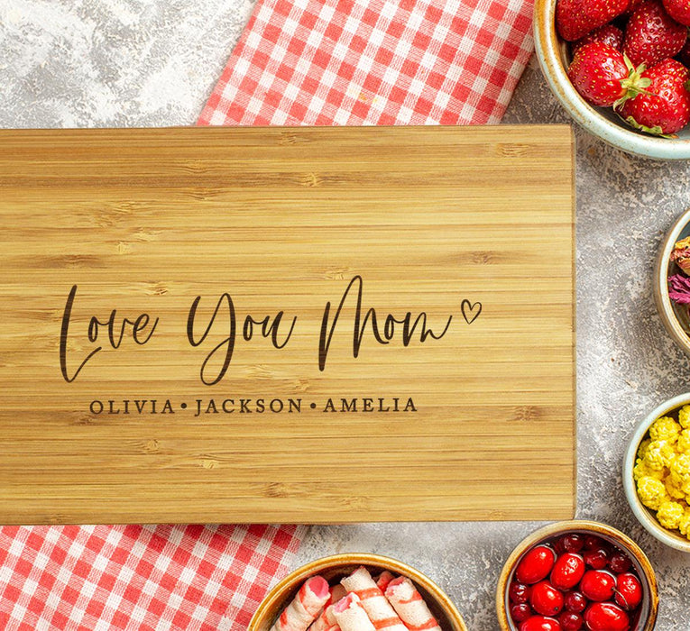 Large Custom Mother's Day Cutting Board, Set of 1-Set of 1-Andaz Press-Love You Mom-