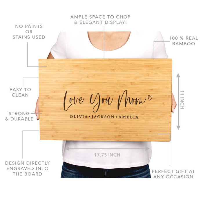 Large Custom Mother's Day Cutting Board, Set of 1-Set of 1-Andaz Press-Love You Mom-