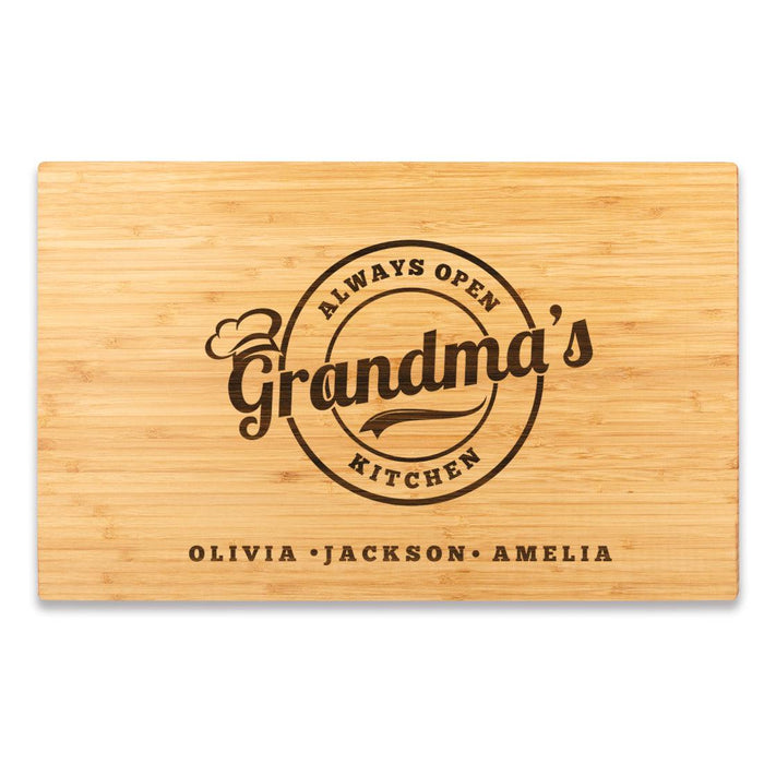 Large Custom Mother's Day Cutting Board, Set of 1-Set of 1-Andaz Press-Always Open Grandma's Kitchen-