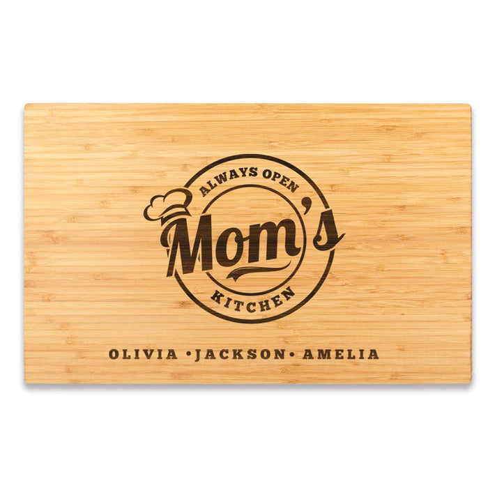 Large Custom Mother's Day Cutting Board, Set of 1-Set of 1-Andaz Press-Always Open, Mom's Kitchen-