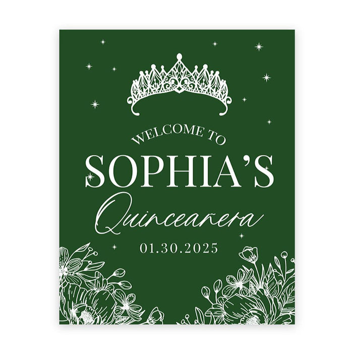 Large Custom Quinceañera Welcome Sign, Canvas Sign for Sweet 15-Set of 1-Andaz Press-Purple, Lavender, and Lilac Flowers-